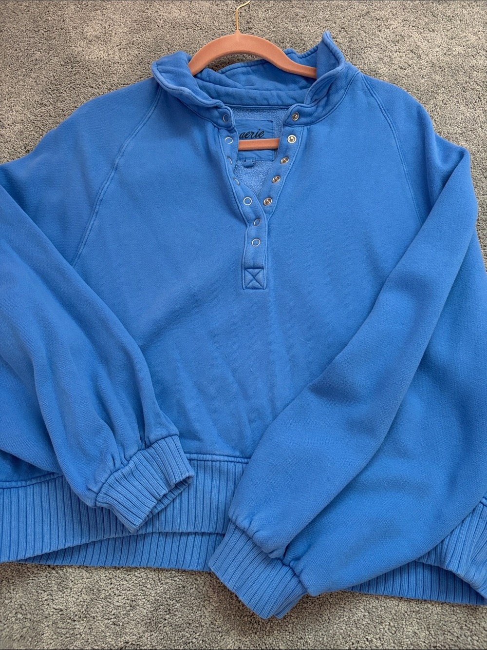 aerie Blue Snap Pullover Sweatshirt
